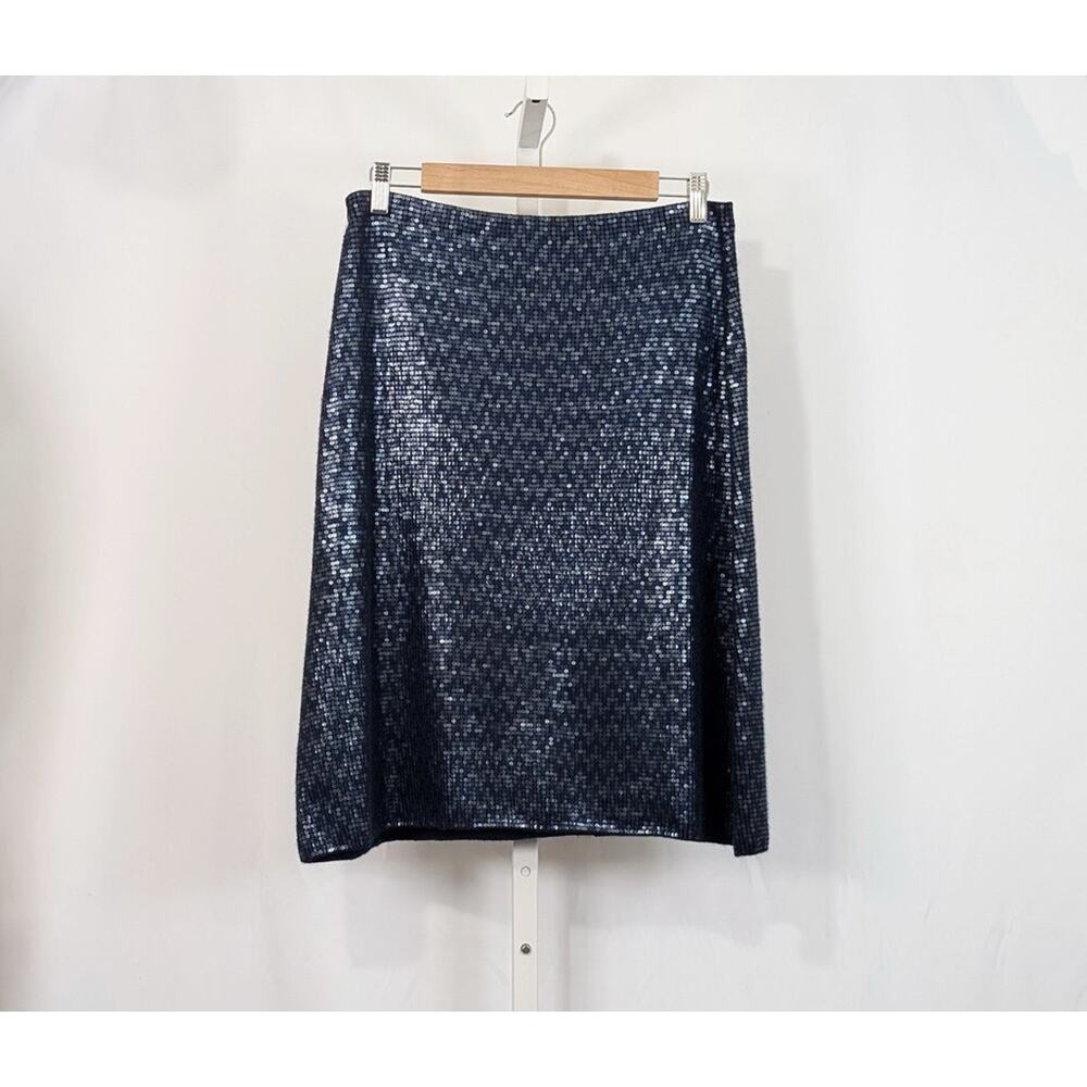 TSE Skirt Navy Blue Cashmere Sequins Knee Length Women's Size S